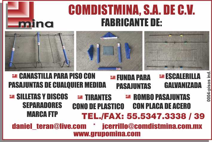 Fabricante de canastilla para piso con pasajuntas de cualquier medida, silletas y discos separadores marca ftp, funda para pasajuntas, tirantes cono de plastico, escalerilla galvanizada. Fabricante de canastilla para piso con pasajuntas de cualquier medida, silletas y discos separadores marca ftp, funda para pasajuntas, tirantes cono de plastico, escalerilla galvanizada.