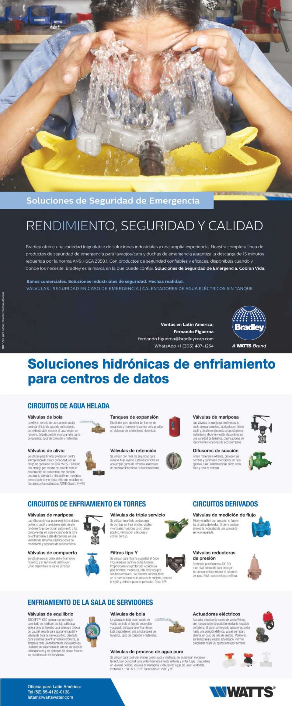 Bradley ofrece soluciones de seguridad de emergencia para lavaojos, cara y duchas de agua. WATTS ofrece soluciones hidronicas de enfriamiento para centros de datos y circuitos de agua helada. Bradley ofrece soluciones de seguridad de emergencia para lavaojos, cara y duchas de agua. WATTS ofrece soluciones hidronicas de enfriamiento para centros de datos y circuitos de agua helada.