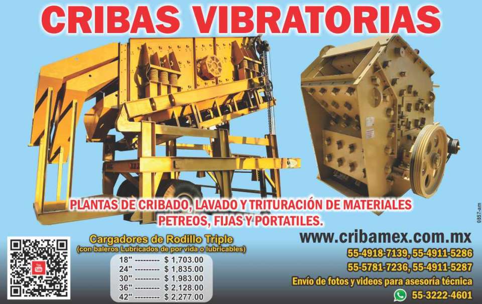 Cribamex, vibrating screens, screening plants, washing and crushing of materials, fixed and portable. Cribamex, vibrating screens, screening plants, washing and crushing of materials, fixed and portable.