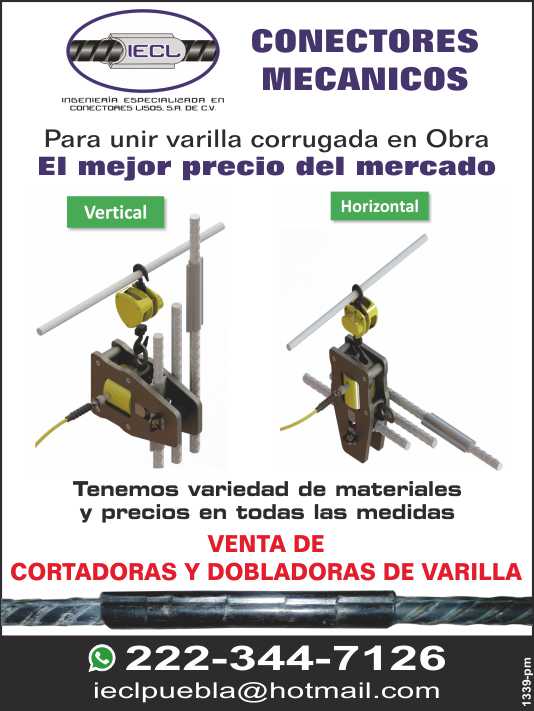 Venta de Conectores Mecanicos para unir varilla corrugada en obra. Variedad de materiales y precios en todas las medidas. Venta de Cortadoras y Dobladoras de Varilla. Venta de Conectores Mecanicos para unir varilla corrugada en obra. Variedad de materiales y precios en todas las medidas. Venta de Cortadoras y Dobladoras de Varilla.