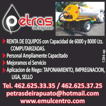 Renta de equipos con capacidad de 6000 y 8000 lts, aplicacion de riego, taponamiento, impregnacion, liga, sello Renta de equipos con capacidad de 6000 y 8000 lts, aplicacion de riego, taponamiento, impregnacion, liga, sello