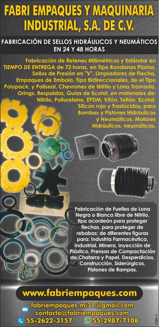 Manufacturer of Hydraulic Seals, Pneumatics, Retainers. V-shaped pressure seals, arrow cleaners, gaskets, accordion-type canvas bellows and different shapes for the industry in general. Manufacturer of Hydraulic Seals, Pneumatics, Retainers. V-shaped pressure seals, arrow cleaners, gaskets, accordion-type canvas bellows and different shapes for the industry in general.