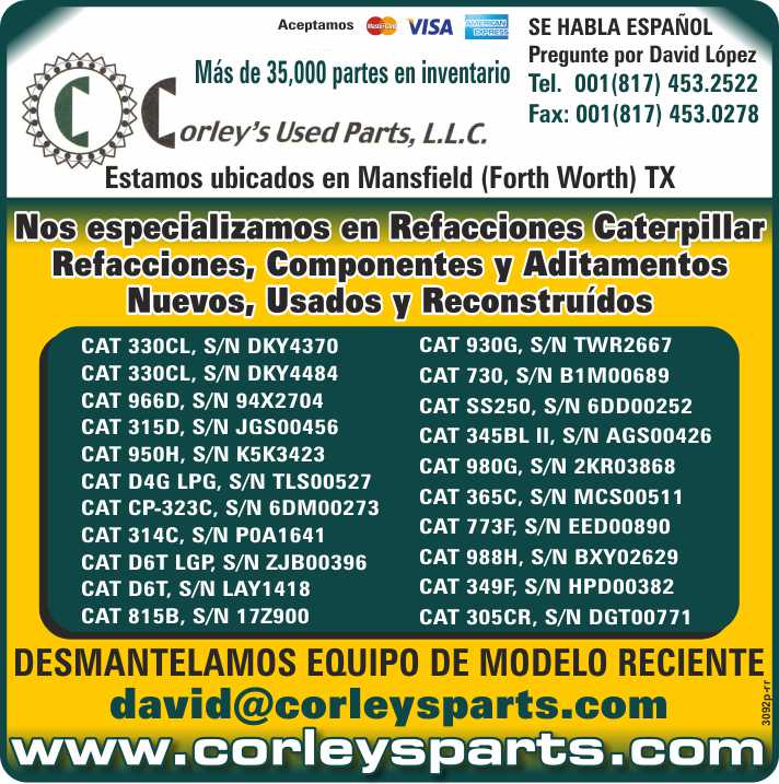We specialize in Caterpillar Parts. Spare parts, components and New Used and Rebuilt Attachments. We dismantle equipment of recent model. We specialize in Caterpillar Parts. Spare parts, components and New Used and Rebuilt Attachments. We dismantle equipment of recent model.