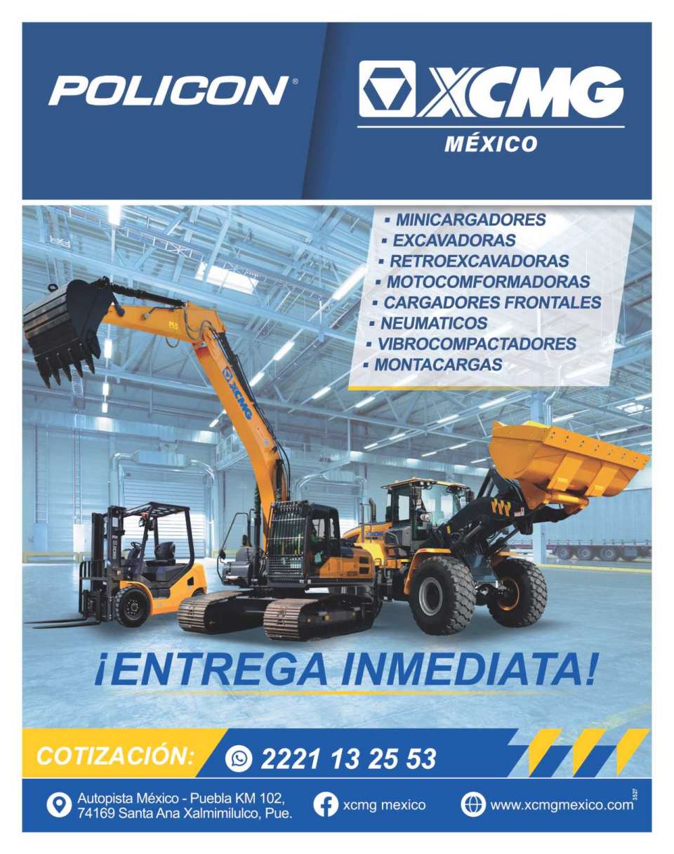 Policon XCMH Mexico Minicargadores Excavadoras Retroexcavadoras Motoconformadoras Cargadores Frontales Neumaticos Vibrocompactadores Montacargas ENTREGA INMEDIATA