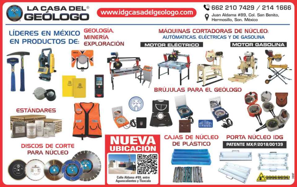 Brujulas para el Geologo, Cajas de Nucleo de Plastico, Porta Nucleo IDG, Discos de Corte para Nucleo, Productos Estandar para Mineria, Geologia y Exploracion. Brujulas para el Geologo, Cajas de Nucleo de Plastico, Porta Nucleo IDG, Discos de Corte para Nucleo, Productos Estandar para Mineria, Geologia y Exploracion.