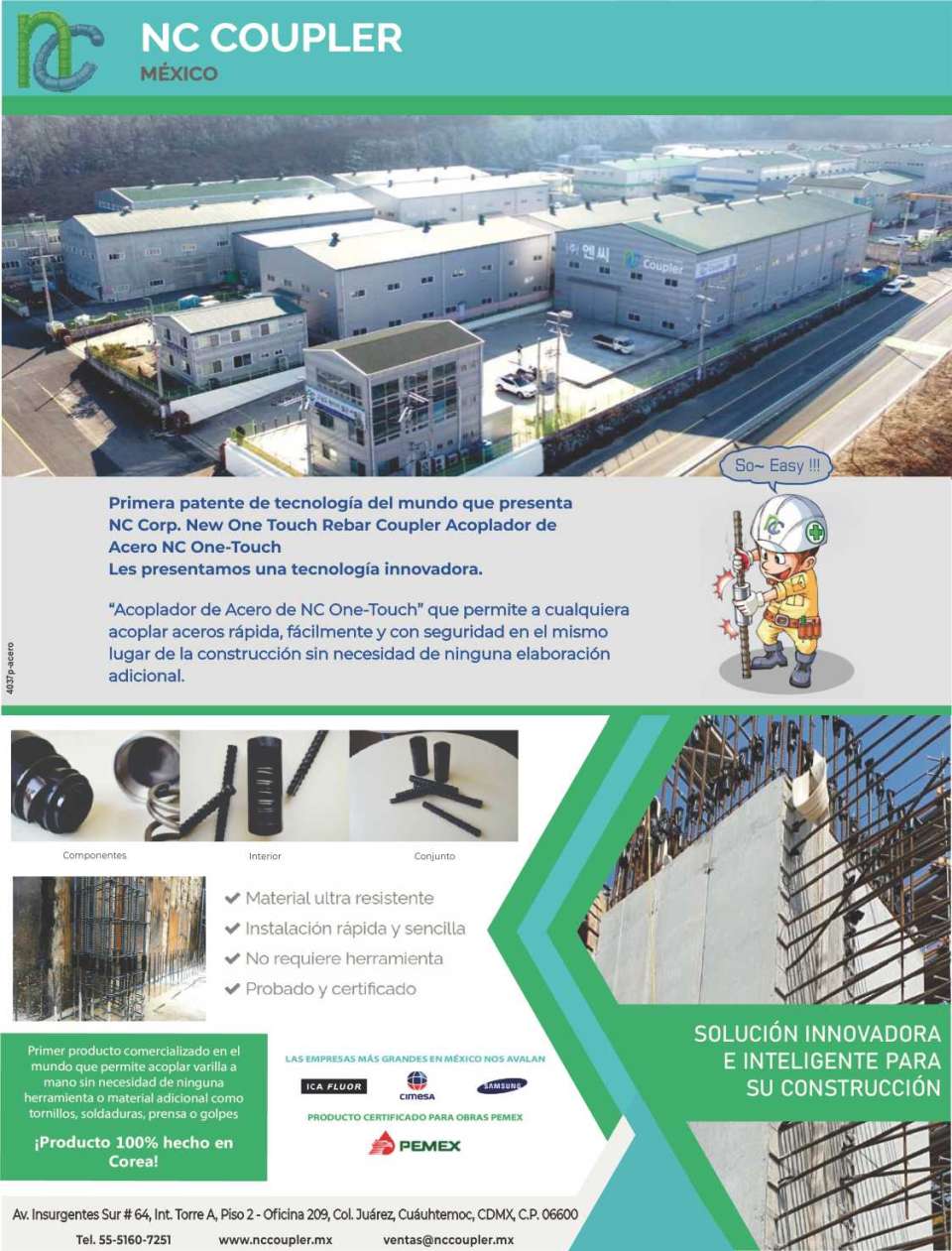 Primer producto comercializado en el mundo que permite ACOPLAR VARILLA A MANO SIN NECESIDAD DE NINGUNA HERRAMIENTA O MATERIAL ADICIONAL, conectores para varilla Primer producto comercializado en el mundo que permite ACOPLAR VARILLA A MANO SIN NECESIDAD DE NINGUNA HERRAMIENTA O MATERIAL ADICIONAL, conectores para varilla