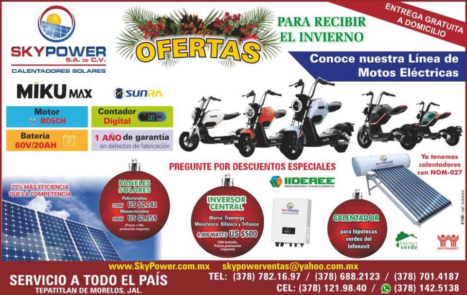 Calentadores solares, paneles solares, inversor central, microinversor, motos electricas, ahorro de energia Calentadores solares, paneles solares, inversor central, microinversor, motos electricas, ahorro de energia
