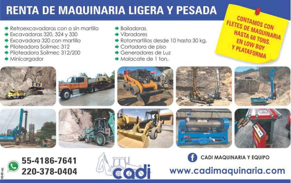 Light and Heavy Machinery Rental. Backhoes with or without hammer. Excavators, Piling rigs, Skid steer loaders, Bailers, Vibrators, Rotary hammers, Floor cutters, Light generators. Light and Heavy Machinery Rental. Backhoes with or without hammer. Excavators, Piling rigs, Skid steer loaders, Bailers, Vibrators, Rotary hammers, Floor cutters, Light generators.