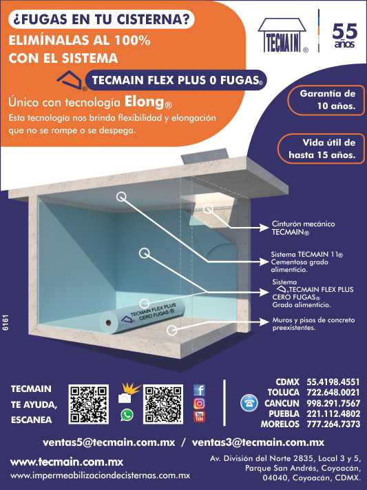 ¿FUGAS en tu CISTERNA? Eliminalas al 100% con el sistema TECMAIN FLEX PLUS O FUGAS, unico con tecnologia Elong, esta tecnologia nos brinda flexibilidad y elongacion que no se rompe o despega. ¿FUGAS en tu CISTERNA? Eliminalas al 100% con el sistema TECMAIN FLEX PLUS O FUGAS, unico con tecnologia Elong, esta tecnologia nos brinda flexibilidad y elongacion que no se rompe o despega.