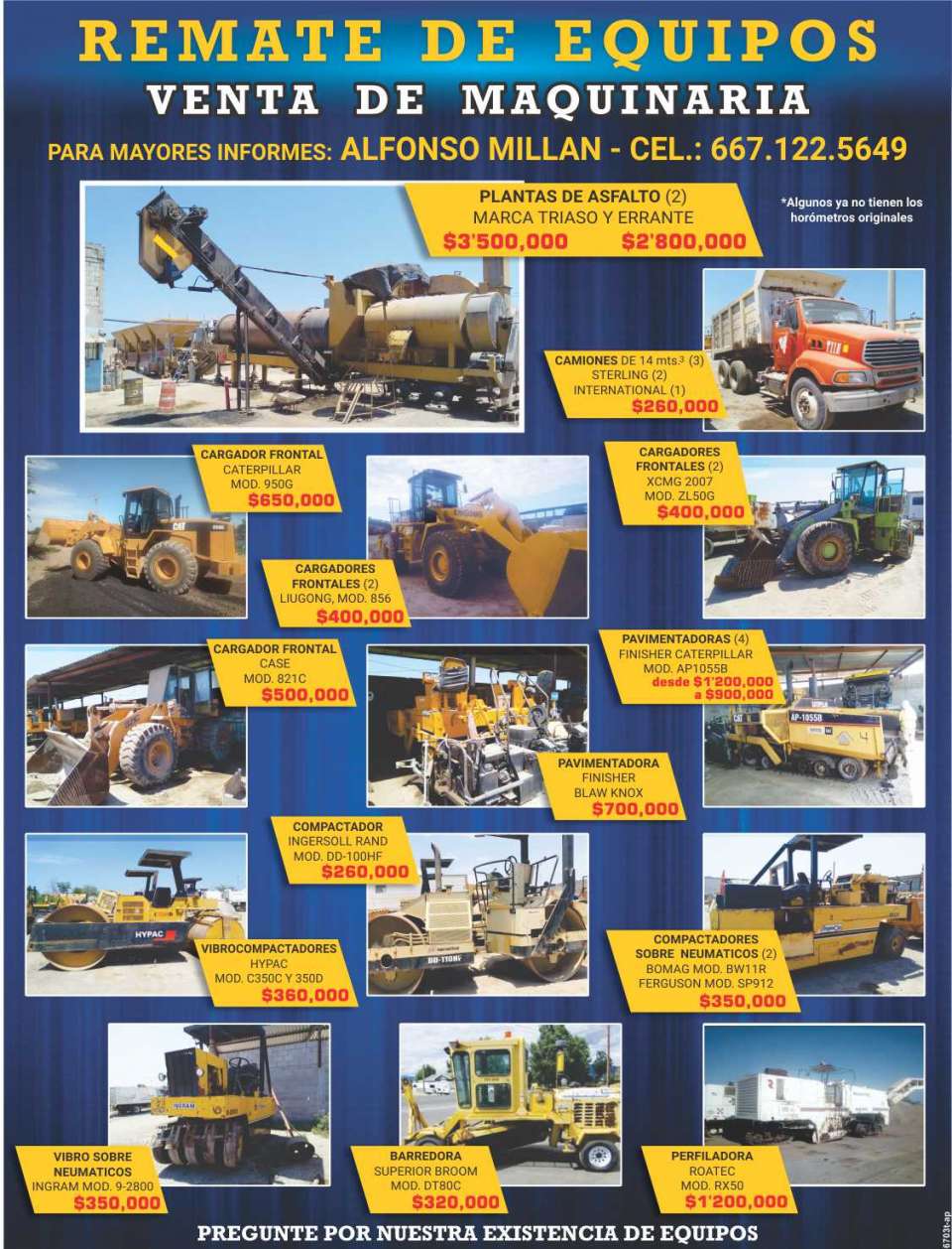 Equipment Auction, Machinery Sales, ask about our existence of equipment Equipment Auction, Machinery Sales, ask about our existence of equipment