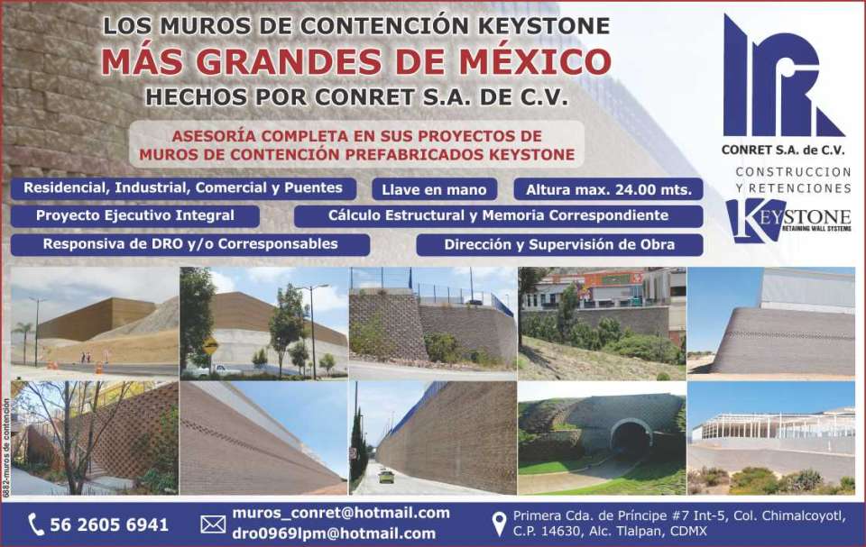 Los MUROS DE CONTENCION KEYSTONE mas grandes de Mexico, hechos por CONRET. Construccion y Retenciones. Asesoria completa en sus proyectos de Muros de Contecion prefabricados KEYSTONE. Los MUROS DE CONTENCION KEYSTONE mas grandes de Mexico, hechos por CONRET. Construccion y Retenciones. Asesoria completa en sus proyectos de Muros de Contecion prefabricados KEYSTONE.