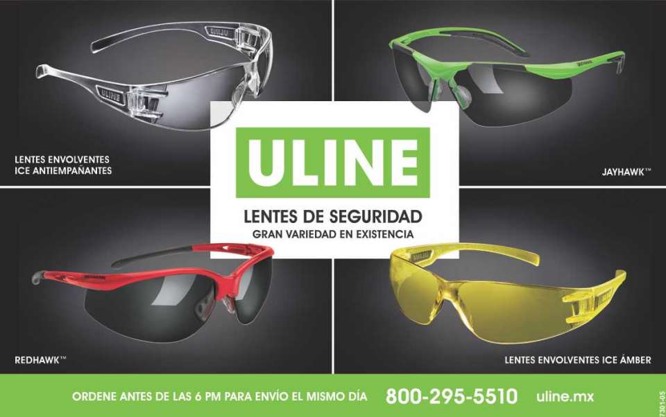 Uline - Lentes de Seguridad. Gran Variedad en Existencia. Ordene antes de las 6pm para envio el mismo dia.