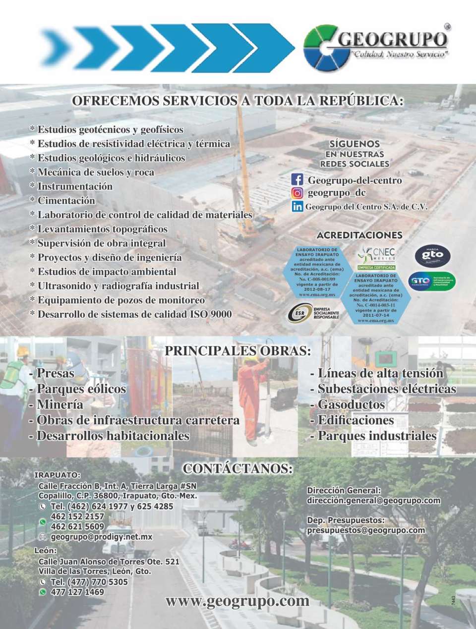 Control de calidad en materiales y procesos, supervision de obra, topografia, ingenieria ambiental y direccion de proyectos Control de calidad en materiales y procesos, supervision de obra, topografia, ingenieria ambiental y direccion de proyectos