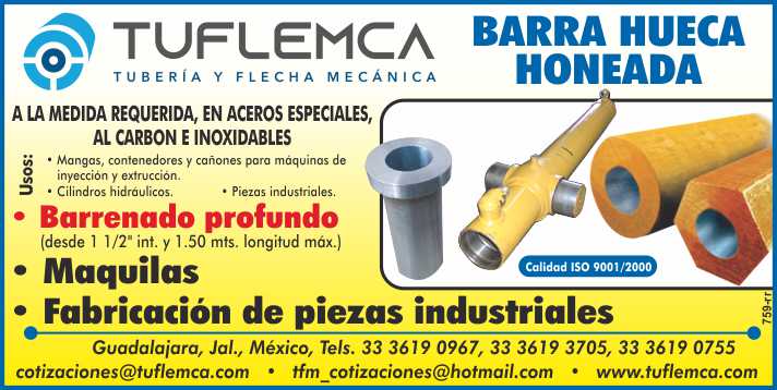 Hollow rod honed to the required measure, in special steels, carbon and stainless steel, deep drilled, maquilas, manufacture of industrial parts Hollow rod honed to the required measure, in special steels, carbon and stainless steel, deep drilled, maquilas, manufacture of industrial parts
