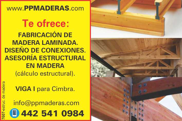 PPMADERAS Te ofrece: *Fabricacion de Madera Laminada. *Diseño de conexiones. *Asesoria Estructural en Madera (calculo estructural) VIGA I para Cimbra PPMADERAS Te ofrece: *Fabricacion de Madera Laminada. *Diseño de conexiones. *Asesoria Estructural en Madera (calculo estructural) VIGA I para Cimbra