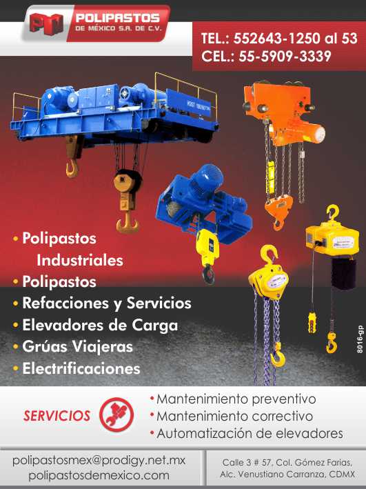 Polipastos, refacciones y servicios, elevadores de carga, gruas viajeras, electrificaciones. Polipastos, refacciones y servicios, elevadores de carga, gruas viajeras, electrificaciones.