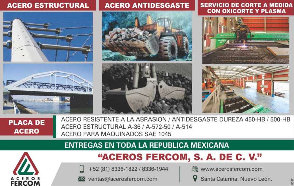 Placa de Acero: Resistente a la Abrasion/Antidesgaste Dureza 450-HB/500- HB. Acero Estructural A-36/A-572-50 / A- 514 Acero para Maquinados SAE 1045. Corte a Medida con Oxicorte y Plasma.