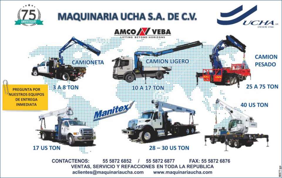 Camioneta: 3 a 8 Ton. Camion Ligero: 10 a 17 Ton. Camion Pesado: 25 a 75 Ton. Pregunta por Nuestros Equipos de entrega Inmediata. Ventas, Servicios y Refacciones en toda la Republica. Camioneta: 3 a 8 Ton. Camion Ligero: 10 a 17 Ton. Camion Pesado: 25 a 75 Ton. Pregunta por Nuestros Equipos de entrega Inmediata. Ventas, Servicios y Refacciones en toda la Republica.