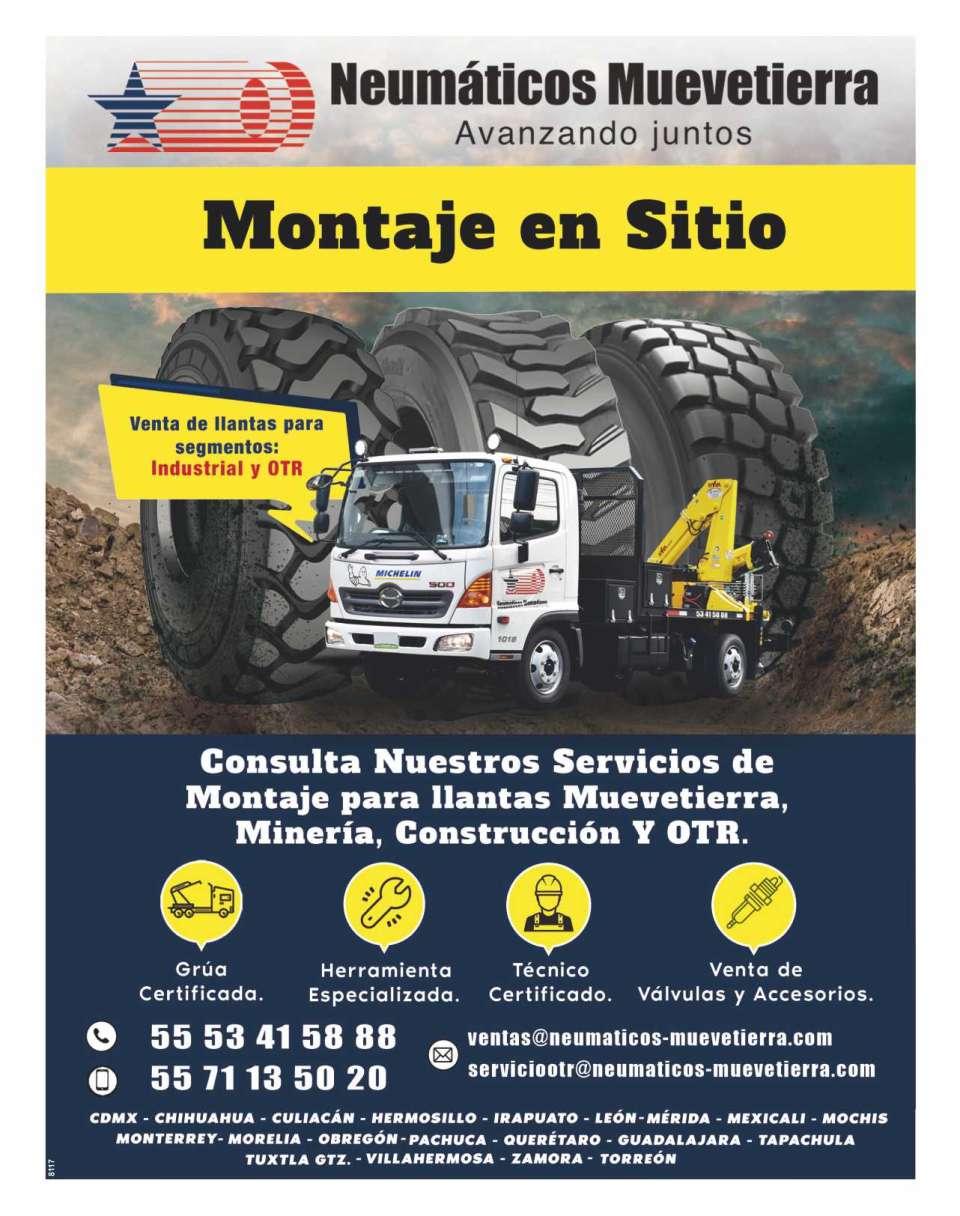 Servicios de Montaje para Llantas Muevetierra, Puerto, Mineria y Construccion. Grua Certificada, Herramienta Especializada, Tecnicos Certificados. Michelin XHA2, BKT XL-Grip, Advance GLR06 Servicios de Montaje para Llantas Muevetierra, Puerto, Mineria y Construccion. Grua Certificada, Herramienta Especializada, Tecnicos Certificados. Michelin XHA2, BKT XL-Grip, Advance GLR06