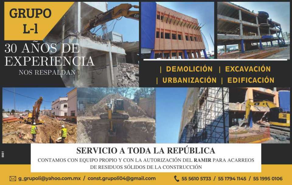 Servicio a toda la Republica. Contamos con Equipo Propio y con la Autorizacion del RAMIR, para Acarreos de Residuos solidos de la Construccion. Servicio a toda la Republica. Contamos con Equipo Propio y con la Autorizacion del RAMIR, para Acarreos de Residuos solidos de la Construccion.