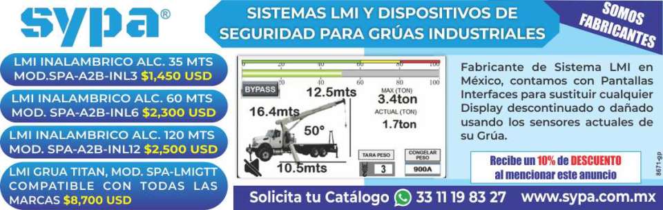 RECIBE 10% DE DESCUENTO AL MENCIONAR ESTE ANUNCIO. Fabricantes de Sistemas LMI y Dispositivos de seguridad para Gruas Industriales, contamos con Pantallas Interfaces para sustituir cualquier Display. RECIBE 10% DE DESCUENTO AL MENCIONAR ESTE ANUNCIO. Fabricantes de Sistemas LMI y Dispositivos de seguridad para Gruas Industriales, contamos con Pantallas Interfaces para sustituir cualquier Display.