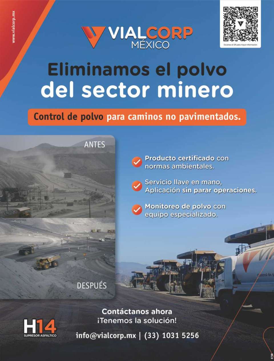 Sistemas de Control de Polvo para caminos no pavimentados. Producto Certificado con Normas Ambientales. Servicio Llave en Mano, Aplicacion sin parar Operaciones. H14 Supresor Asfaltico Sistemas de Control de Polvo para caminos no pavimentados. Producto Certificado con Normas Ambientales. Servicio Llave en Mano, Aplicacion sin parar Operaciones. H14 Supresor Asfaltico