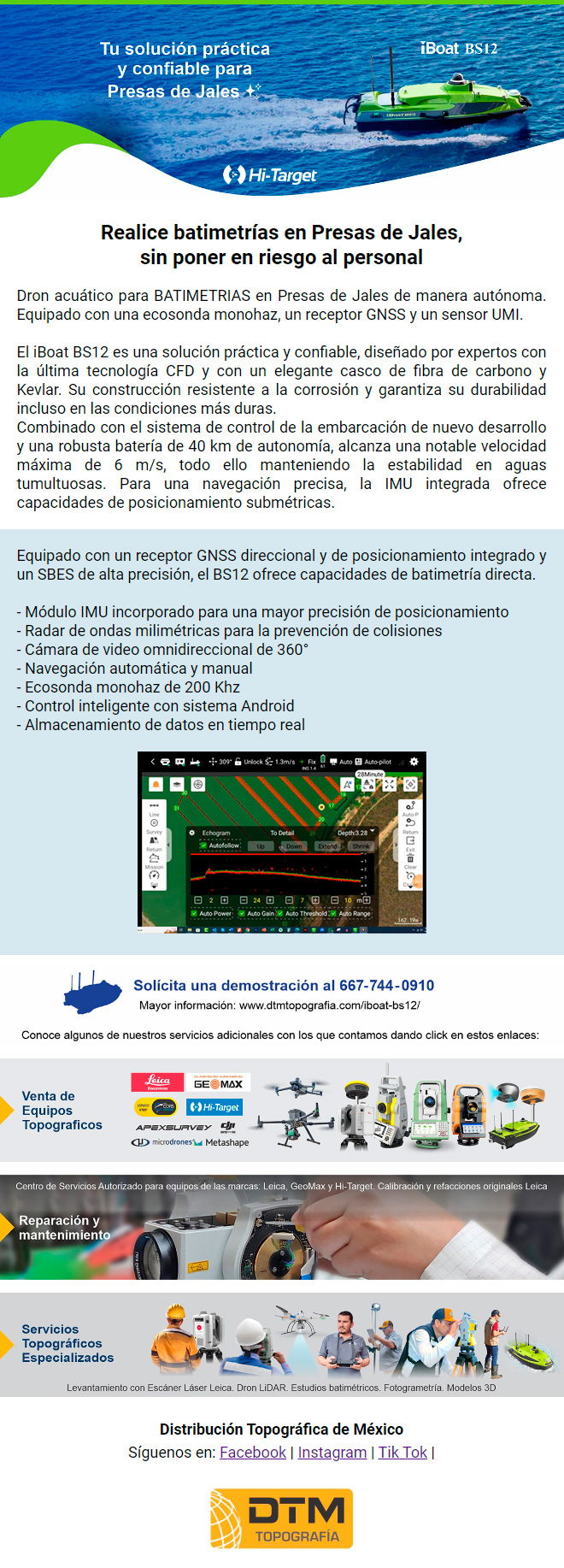 Perform bathymetry in Tailings Dams, without putting personnel at risk. Aquatic drone for autonomous BATHYMETRY in Tailings Dams. Equipped with echo sounder, GNSS receiver and UMI sensor. Perform bathymetry in Tailings Dams, without putting personnel at risk. Aquatic drone for autonomous BATHYMETRY in Tailings Dams. Equipped with echo sounder, GNSS receiver and UMI sensor.
