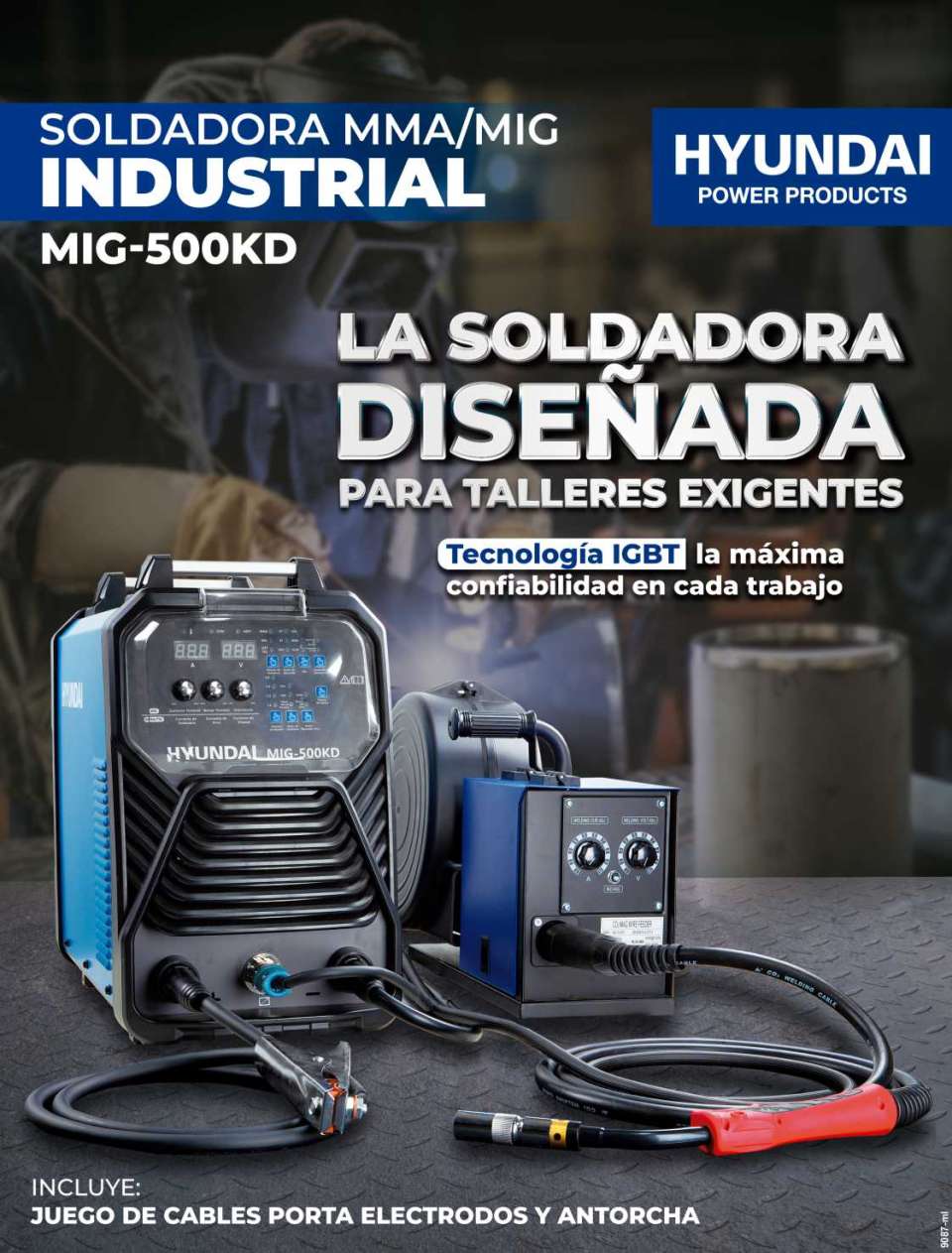 SOLDADORA MMA/MIG INDUSTRIAL MIG-500KD La soldadora diseñada para talleres exigentes. Tecnologia IGBT la maxima confiabilidad en cada trabajo. Incluye: Juego de Cables porta electrodos y antorcha.