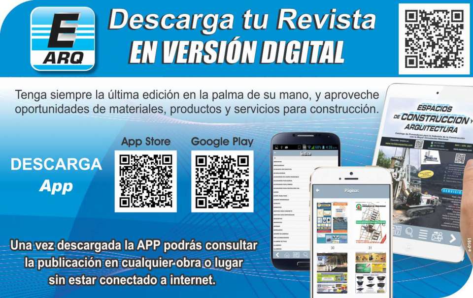 Descargue la APP de la Revista Espacios de Construccion y Arquitectura en version digital. Busque "Revista Construccion" en Google Play o en App Store. Descargue la APP de la Revista Espacios de Construccion y Arquitectura en version digital. Busque "Revista Construccion" en Google Play o en App Store.